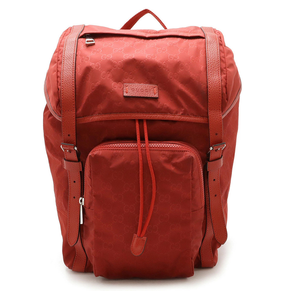 Gucci GG Backpack Rucksack Daypack Leather Red